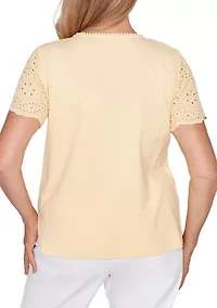 Petite Solid Top with Eyelets