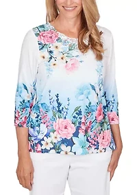 Petite Ombré Border Floral Top