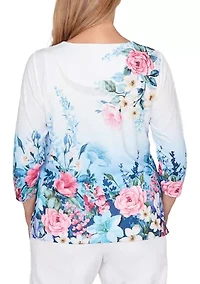 Petite Ombré Border Floral Top