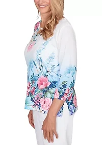 Petite Ombré Border Floral Top