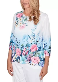 Petite Ombré Border Floral Top