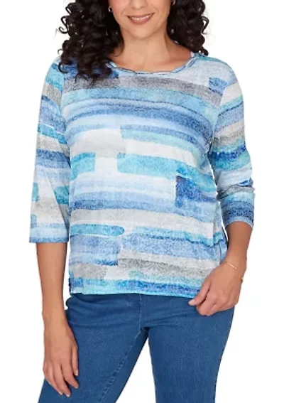 Petite Brushstroke Biadere Print Top