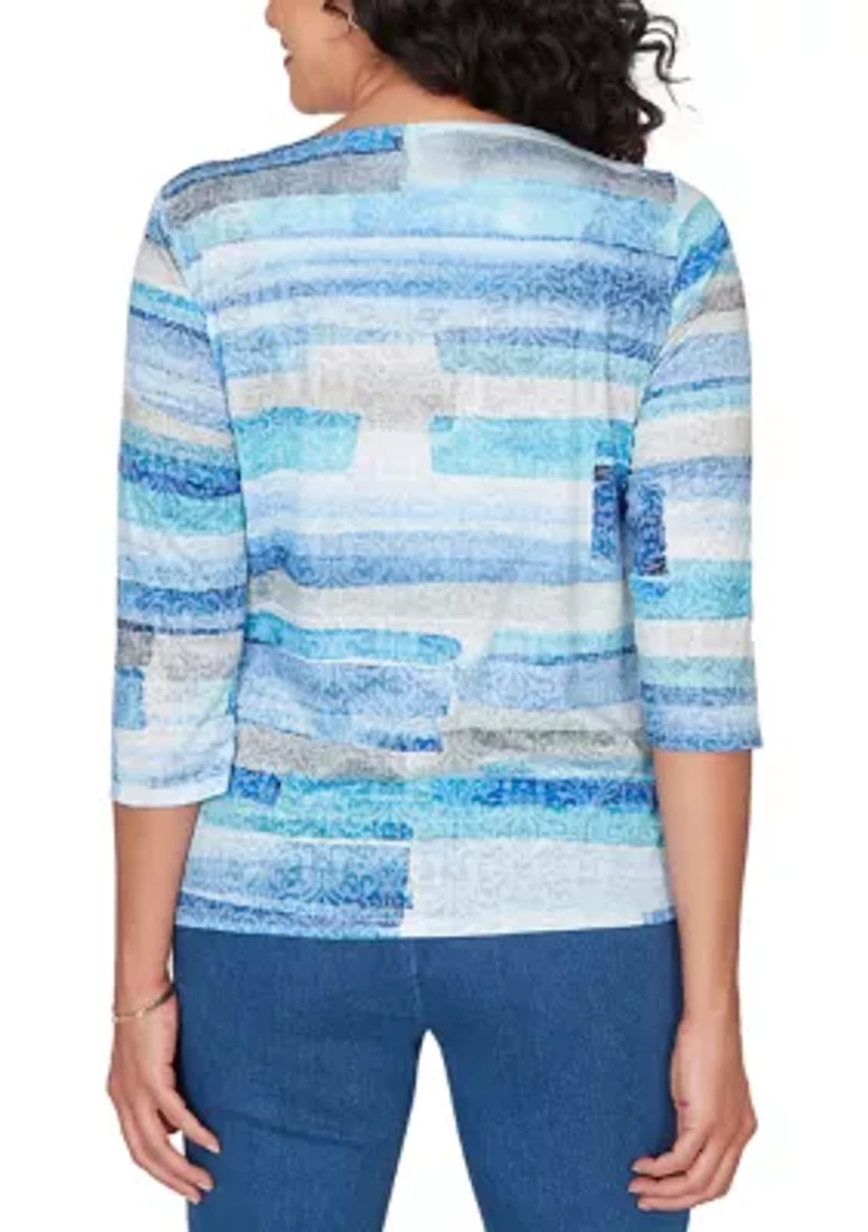 Petite Brushstroke Biadere Print Top