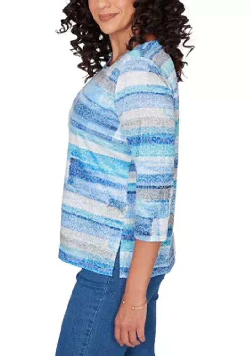 Petite Brushstroke Biadere Print Top