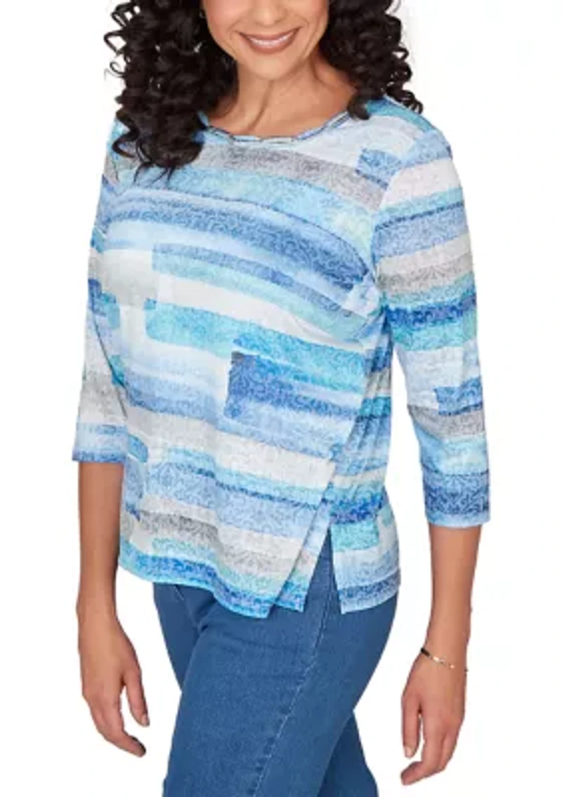 Petite Brushstroke Biadere Print Top