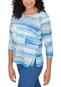 Petite Brushstroke Biadere Print Top