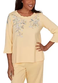 Petite Classics Floral Embroidery Top