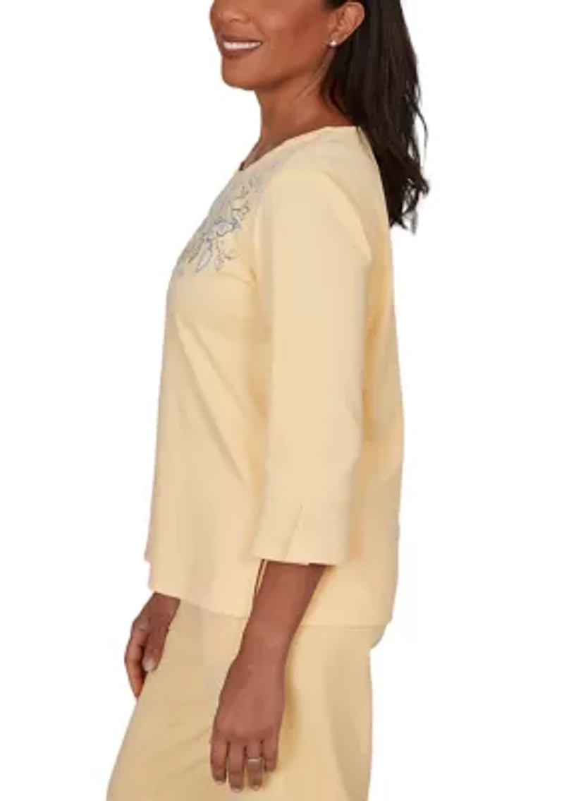 Petite Classics Floral Embroidery Top