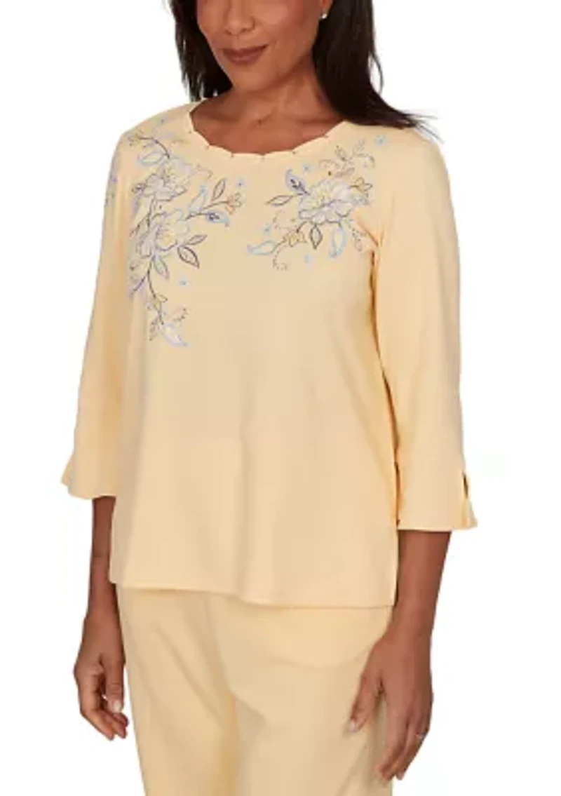 Petite Classics Floral Embroidery Top