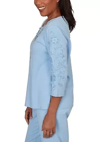 Petite Classics Embroidered Sleeves Top