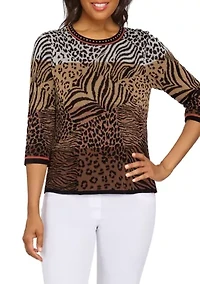 Petite Ombré Animal Skin Sweater