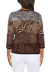 Petite Ombré Animal Skin Sweater