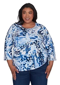 Plus Abstract Animal Print Top