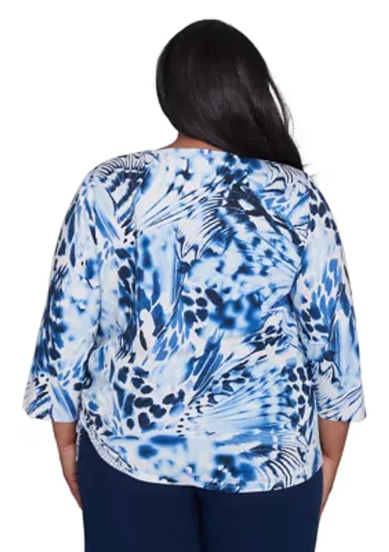 Plus Abstract Animal Print Top