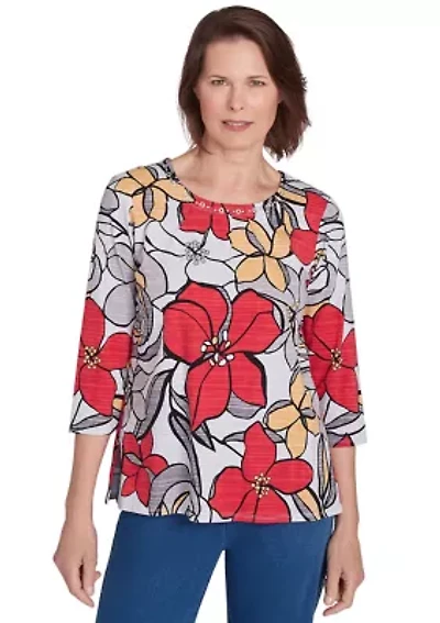 Petite Key Items Bold Floral T-Shirt