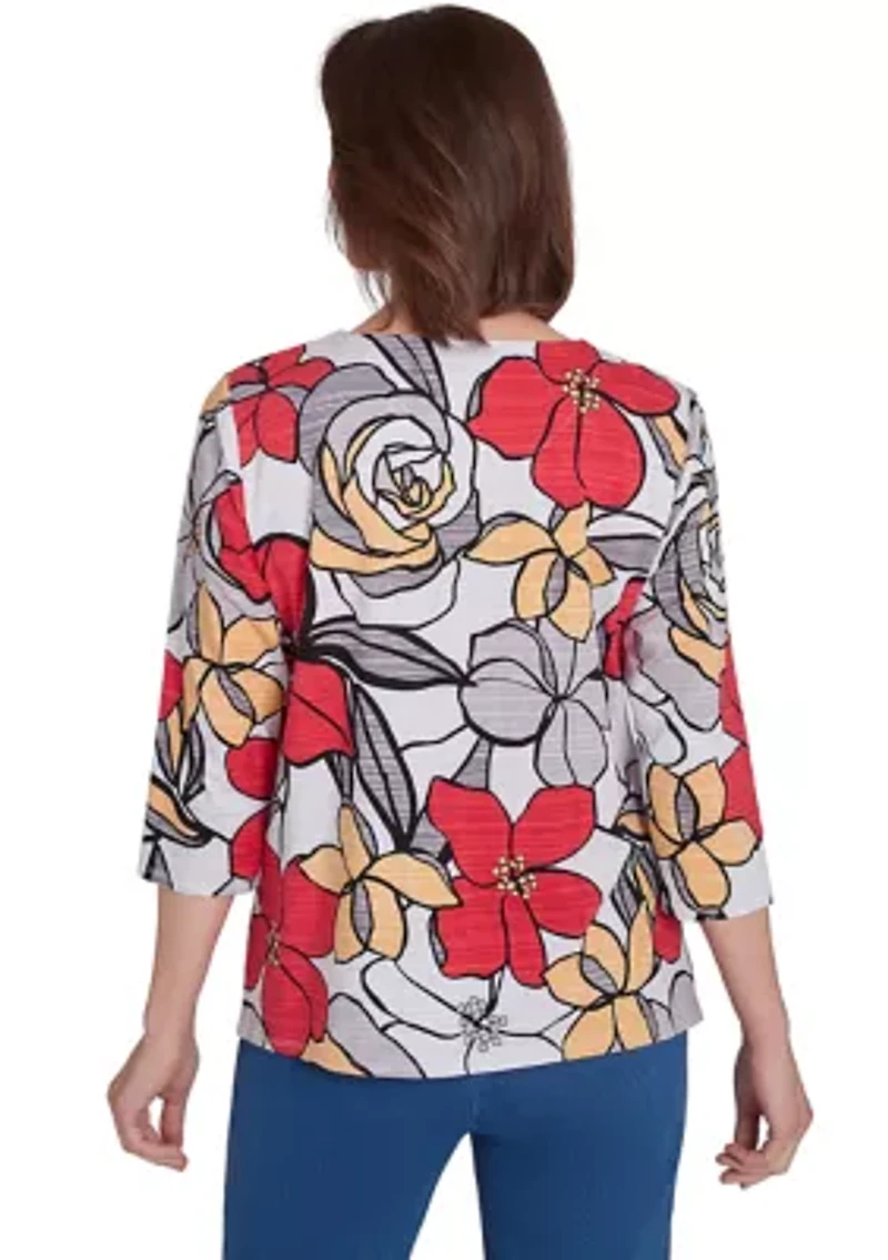 Petite Key Items Bold Floral T-Shirt