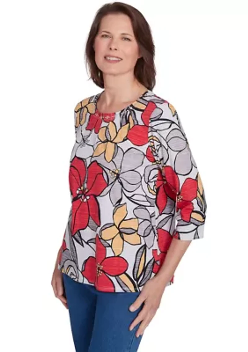 Petite Key Items Bold Floral T-Shirt
