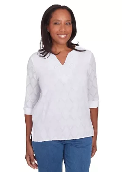 Women's Classics White Texture Top
