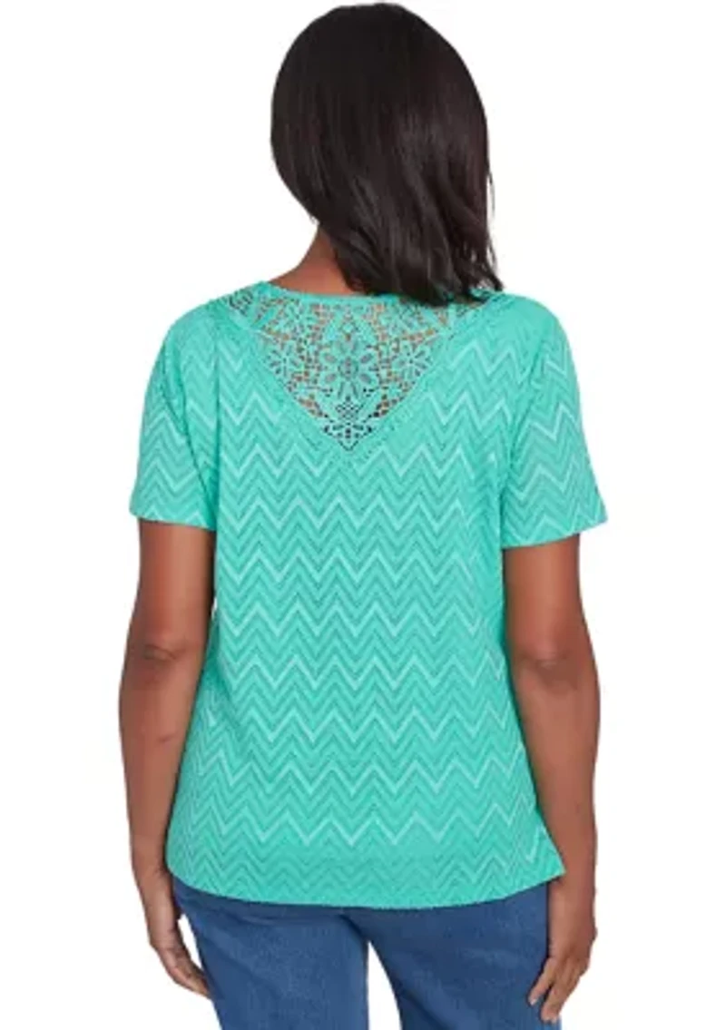 Women's Classics Chevron Texture Top with Back Lace