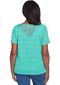 Women's Classics Chevron Texture Top with Back Lace