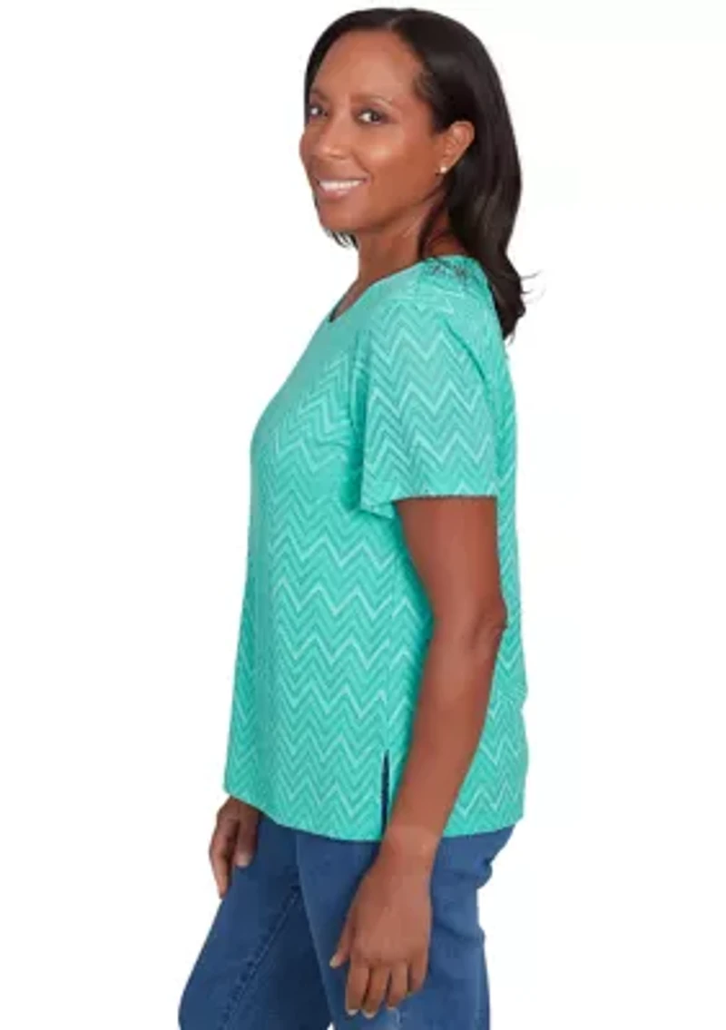 Women's Classics Chevron Texture Top with Back Lace