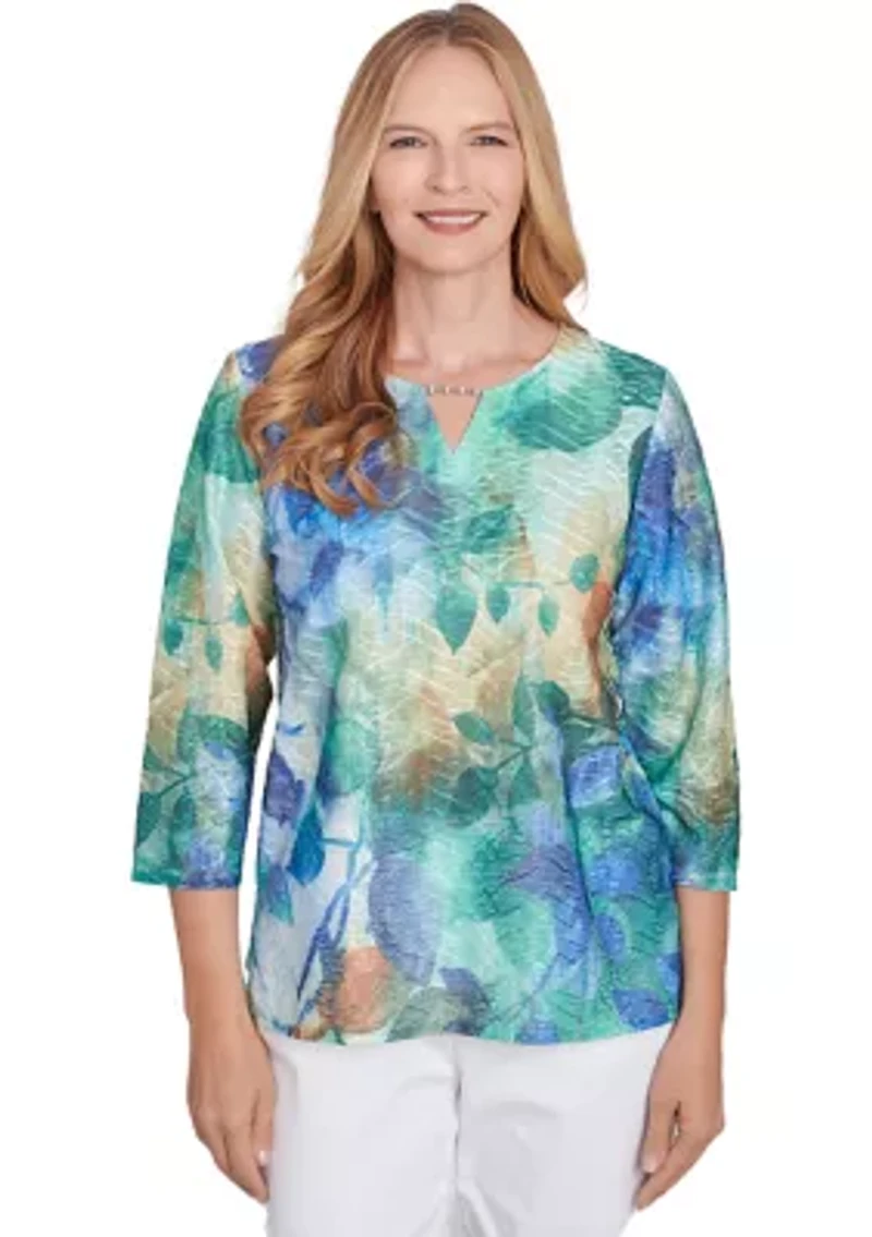 Women's Classics Watercolor Leaves Top