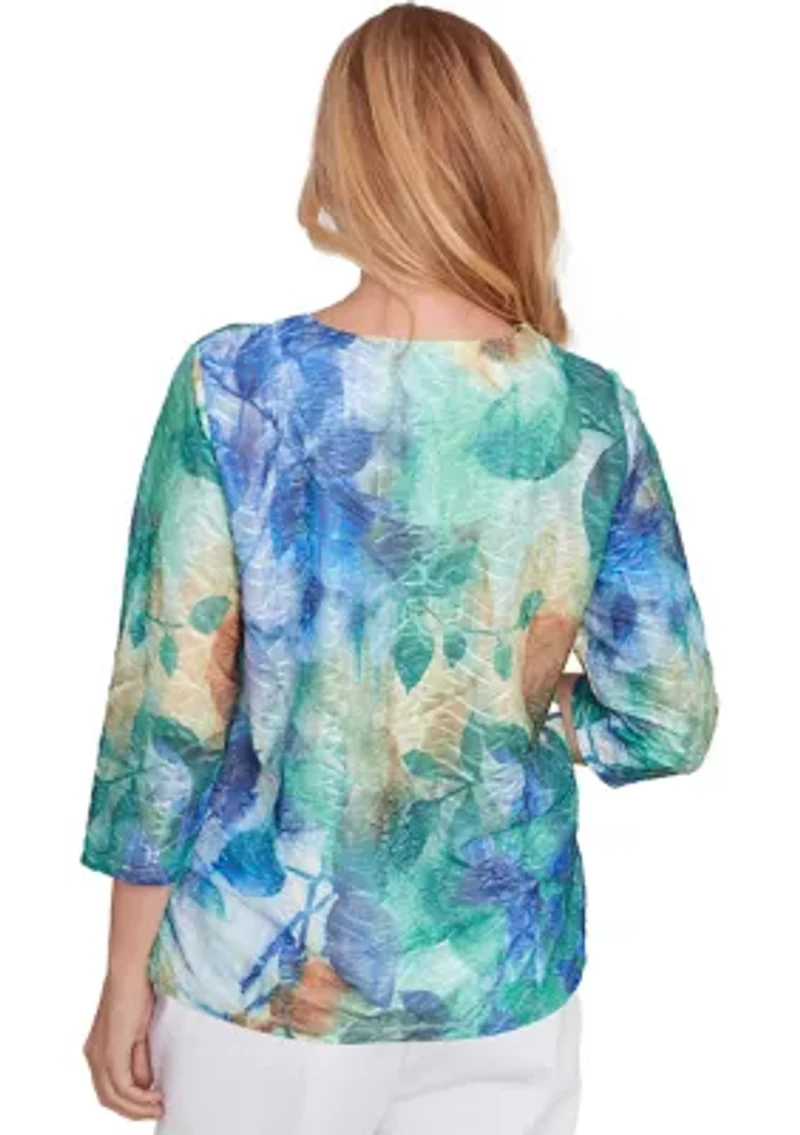 Women's Classics Watercolor Leaves Top