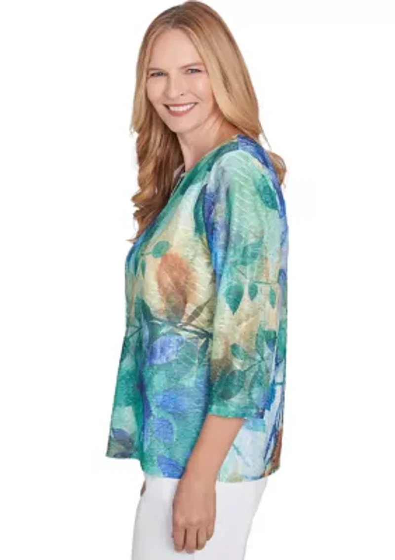 Women's Classics Watercolor Leaves Top