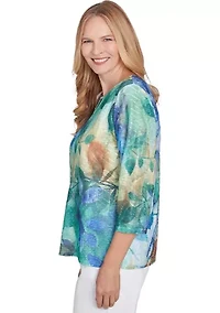 Women's Classics Watercolor Leaves Top