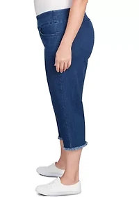 Plus Classics Denim Fringe Capri Pants