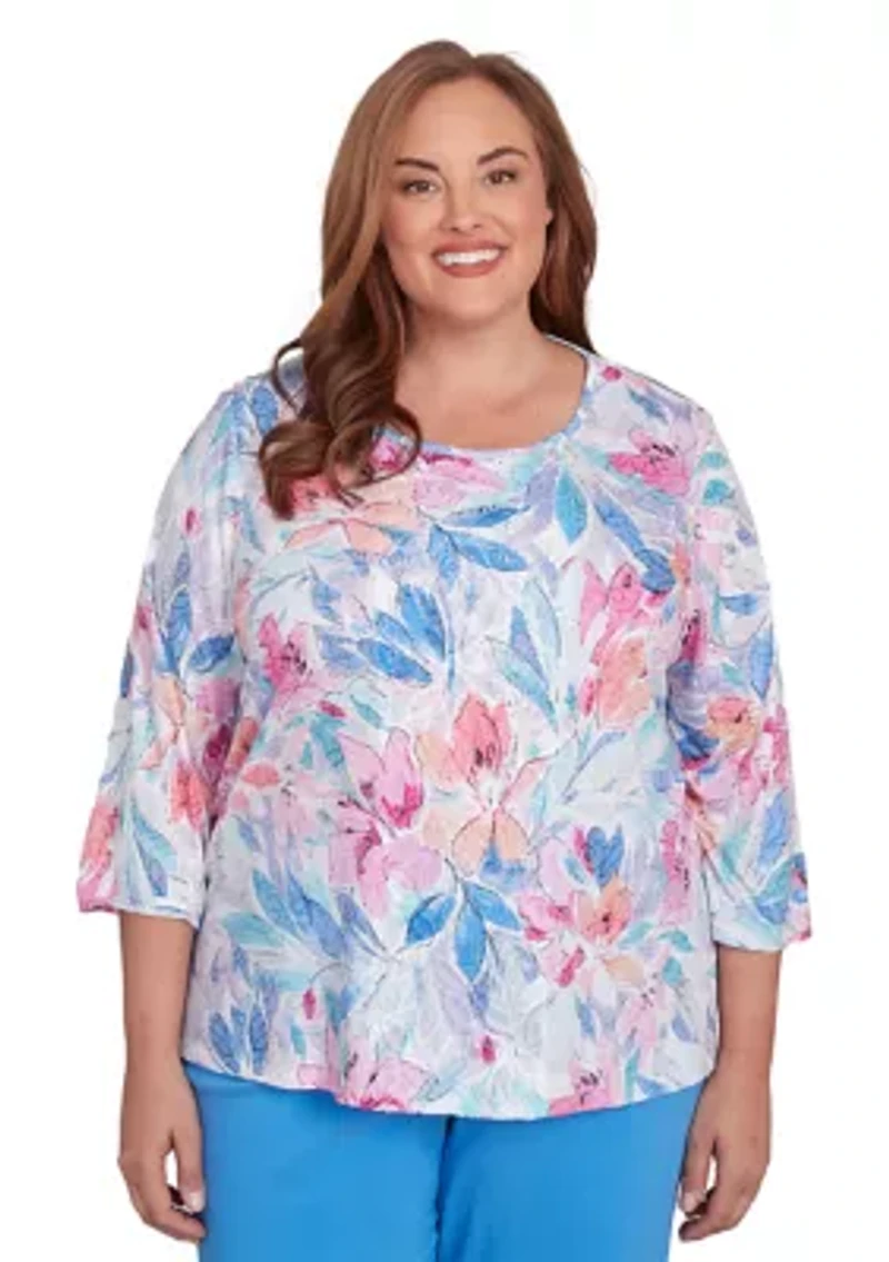 Plus Floral Spray Top