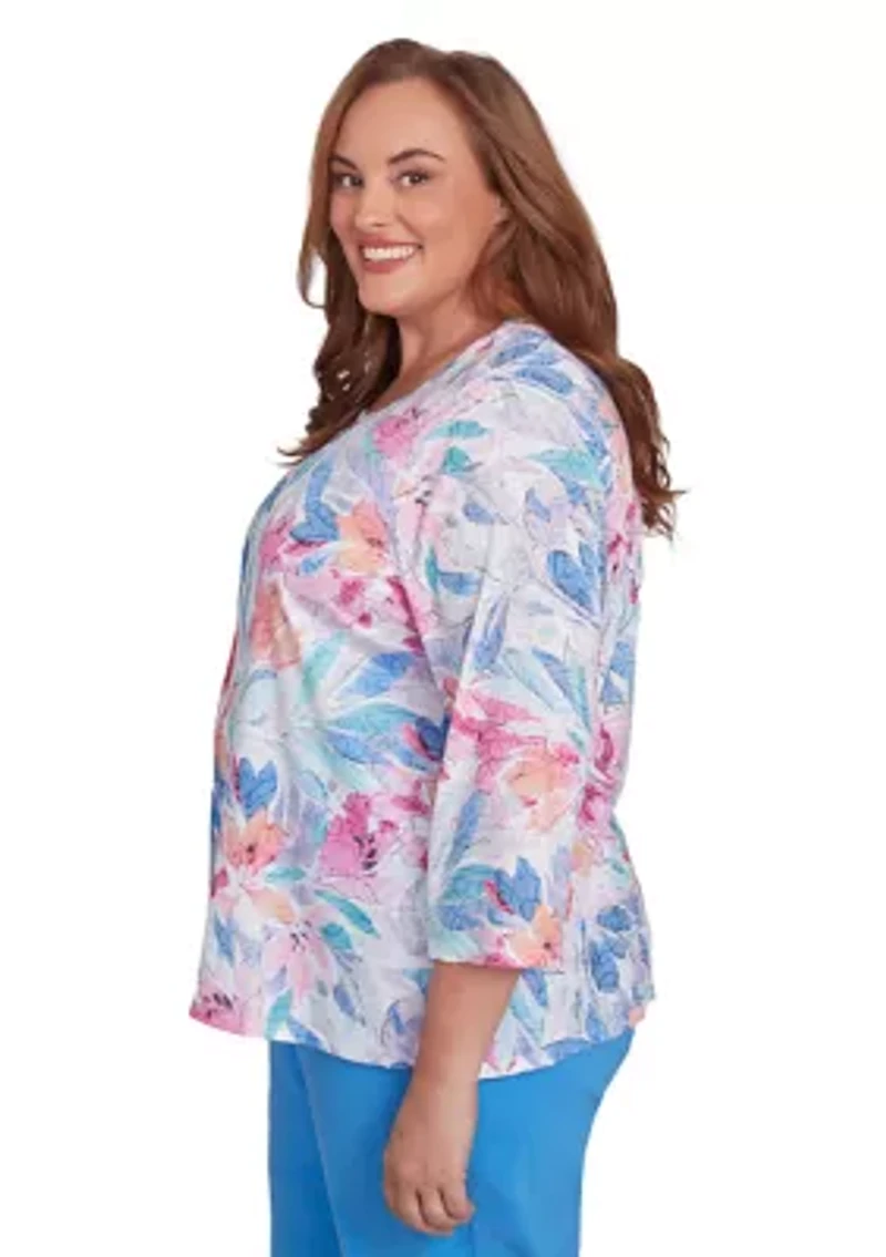 Plus Floral Spray Top