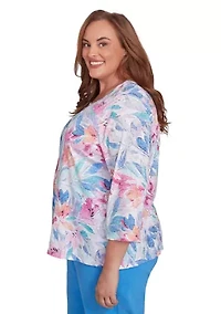 Plus Floral Spray Top