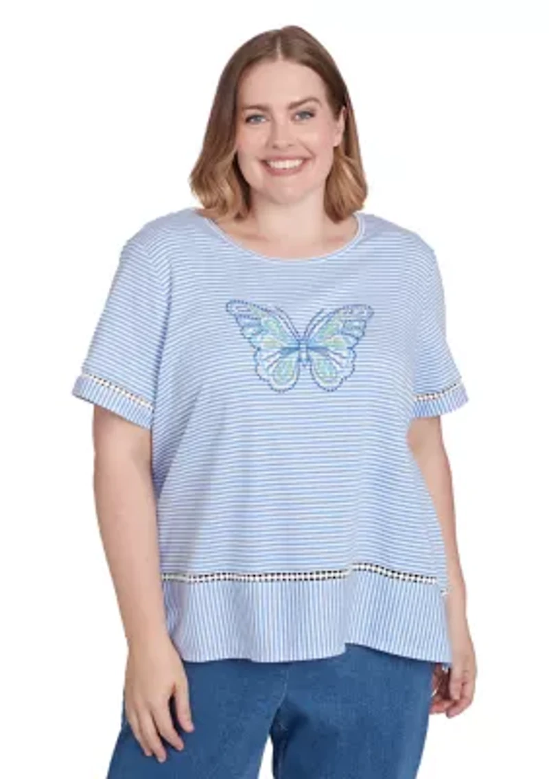Plus Butterfly Stripe Top