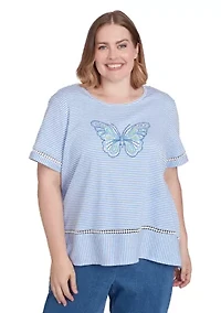 Plus Butterfly Stripe Top