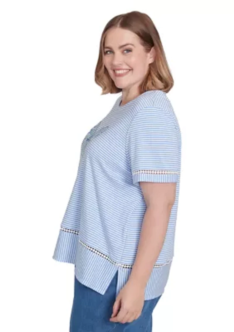 Plus Butterfly Stripe Top