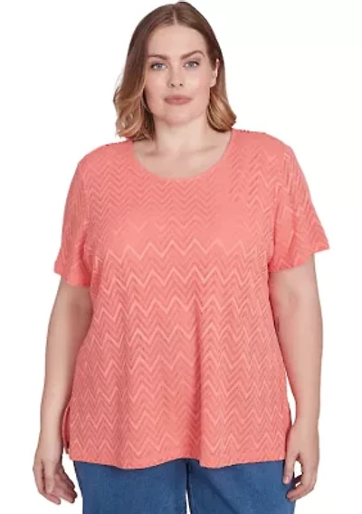 Plus Classics Chevron Texture with Back Lace Top