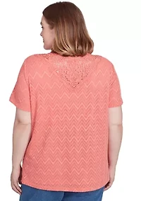 Plus Classics Chevron Texture with Back Lace Top