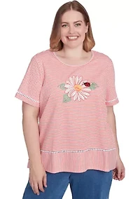 Plus Classics Daisy Stripe Top