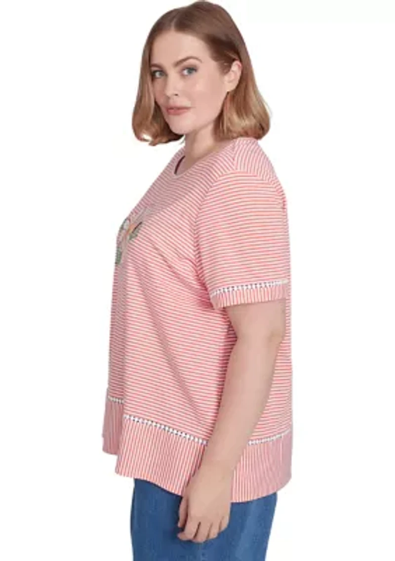 Plus Classics Daisy Stripe Top