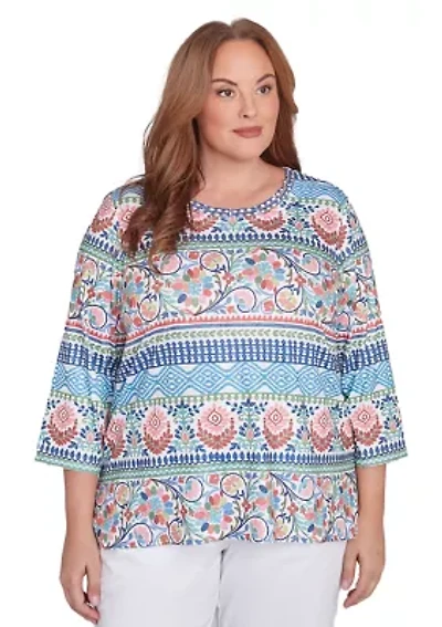 Plus Classics Scroll Geometric Biadere Top