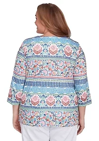 Plus Classics Scroll Geometric Biadere Top