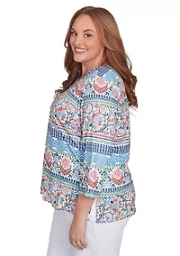Plus Classics Scroll Geometric Biadere Top