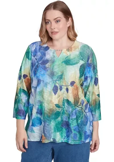 Plus Classics Watercolor Leaves Top