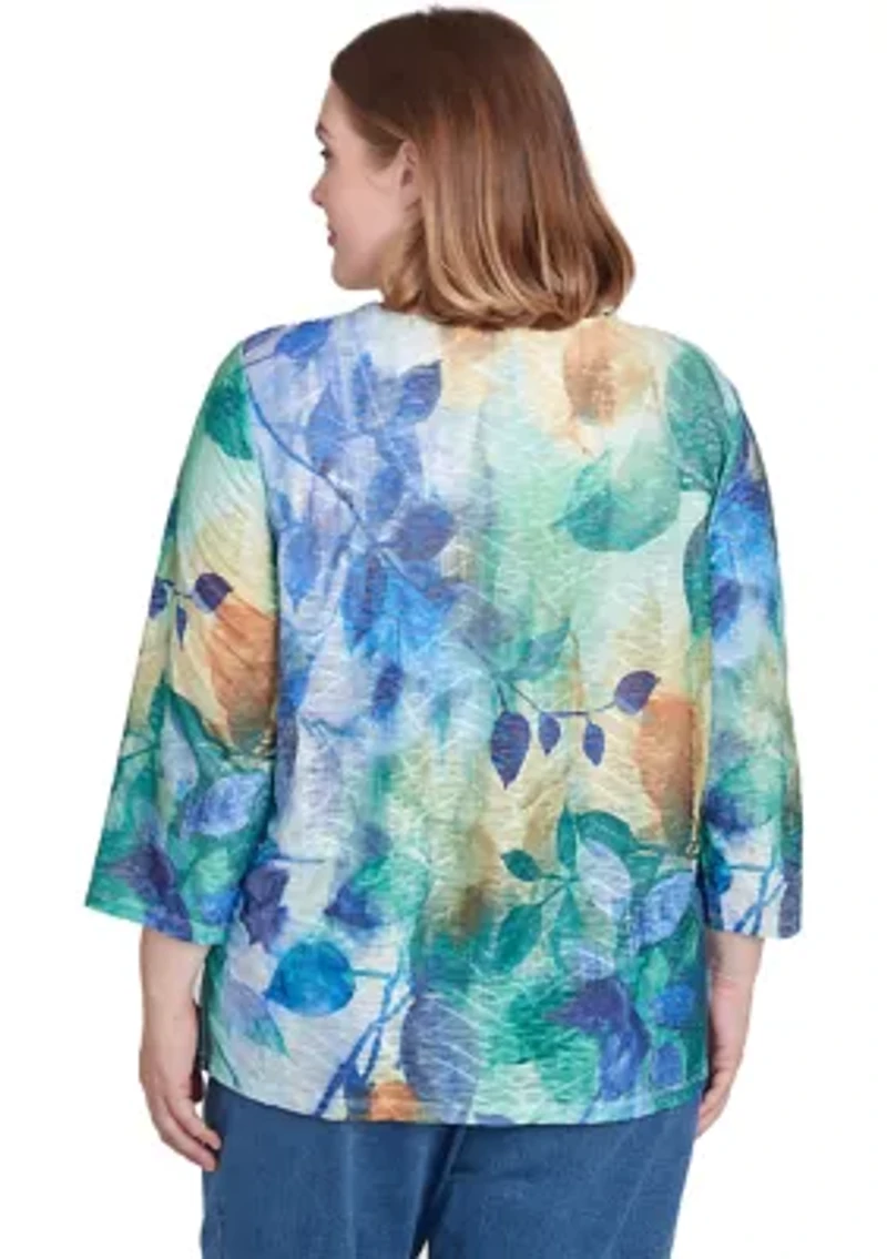 Plus Classics Watercolor Leaves Top