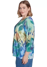 Plus Classics Watercolor Leaves Top