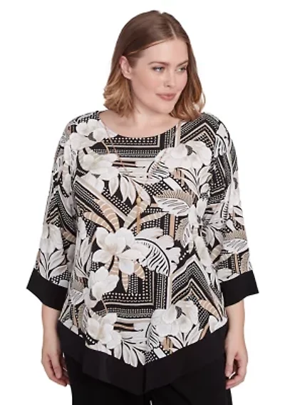 Plus Classics Geometric Floral Top