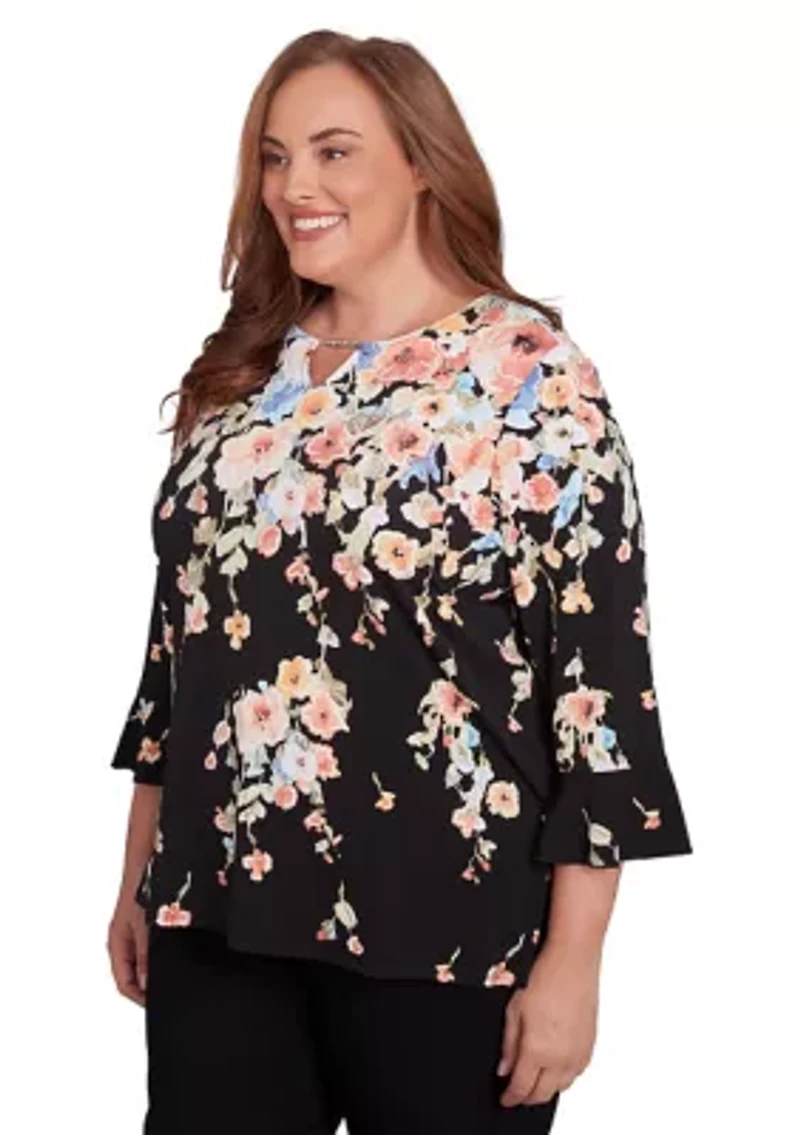 Plus Classics Falling Flowers Top