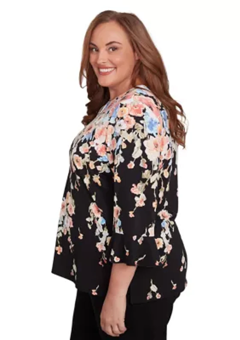 Plus Classics Falling Flowers Top