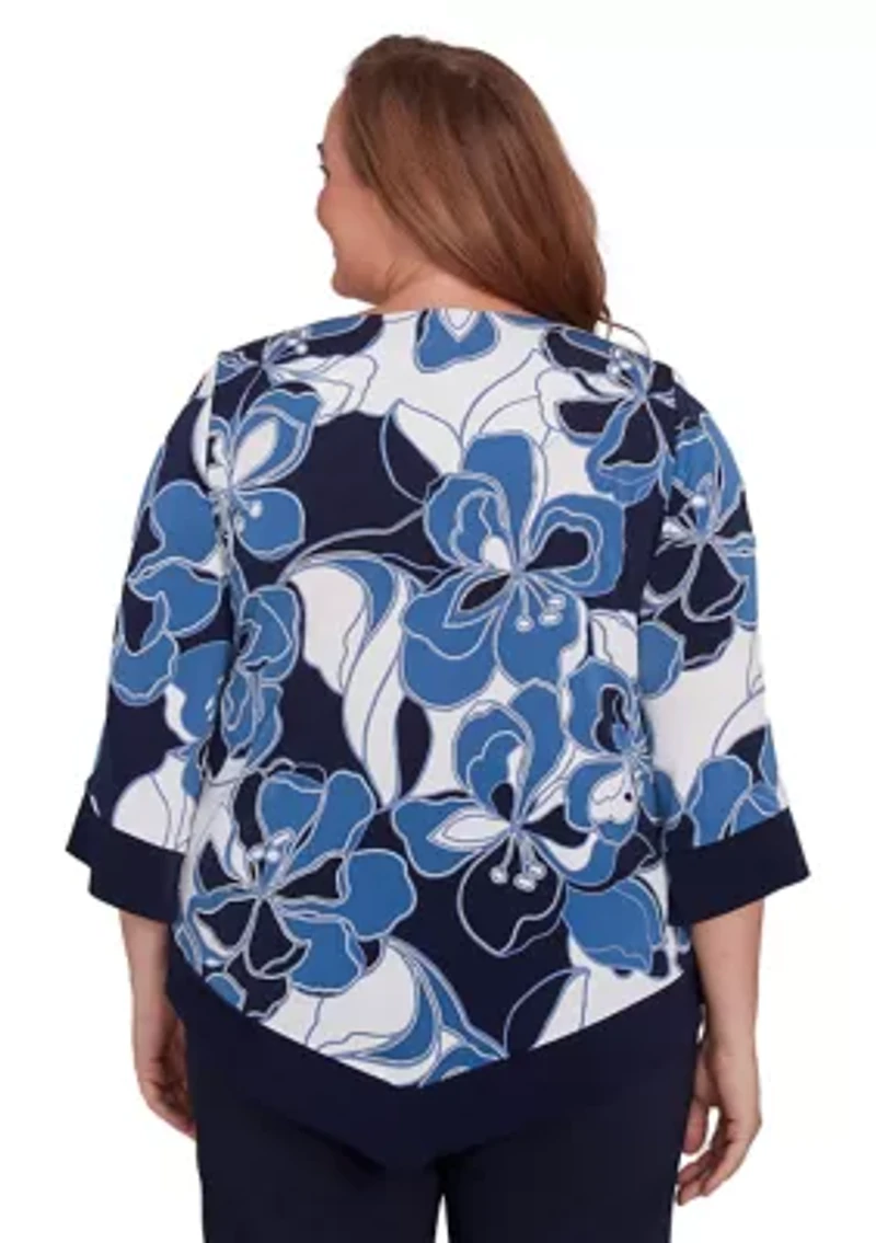 Plus Classics Patch Floral Top